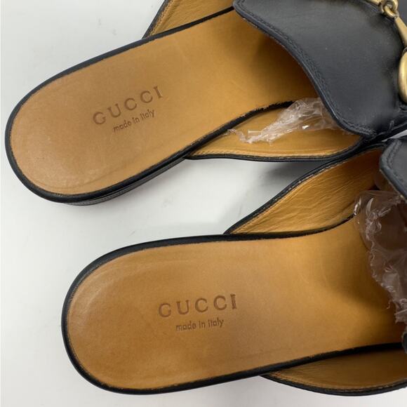 Gucci Princetown Black Leather Horsebit Mules Loafers Size 38 - Picture 8 of 12